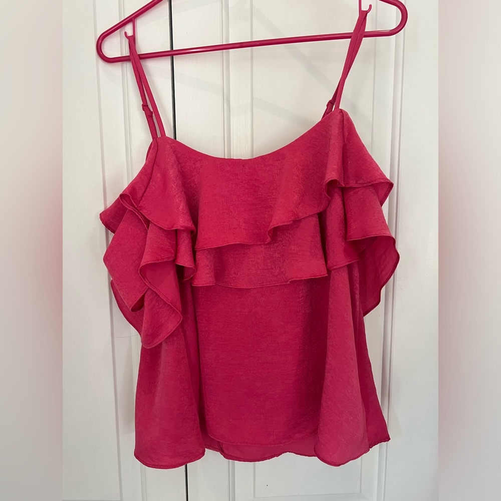 Miami Ruffle Tank Hot Pink Size Small - Picture 4 of 7